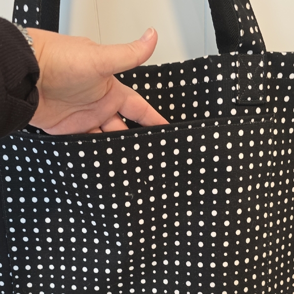 Thirty-One Black and White Dot Large Tote - Picture 2 of 9